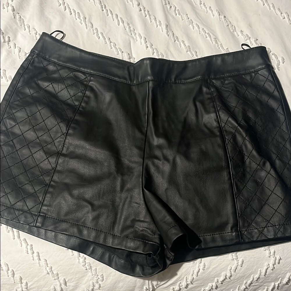 Black Quilted Leather Shorts